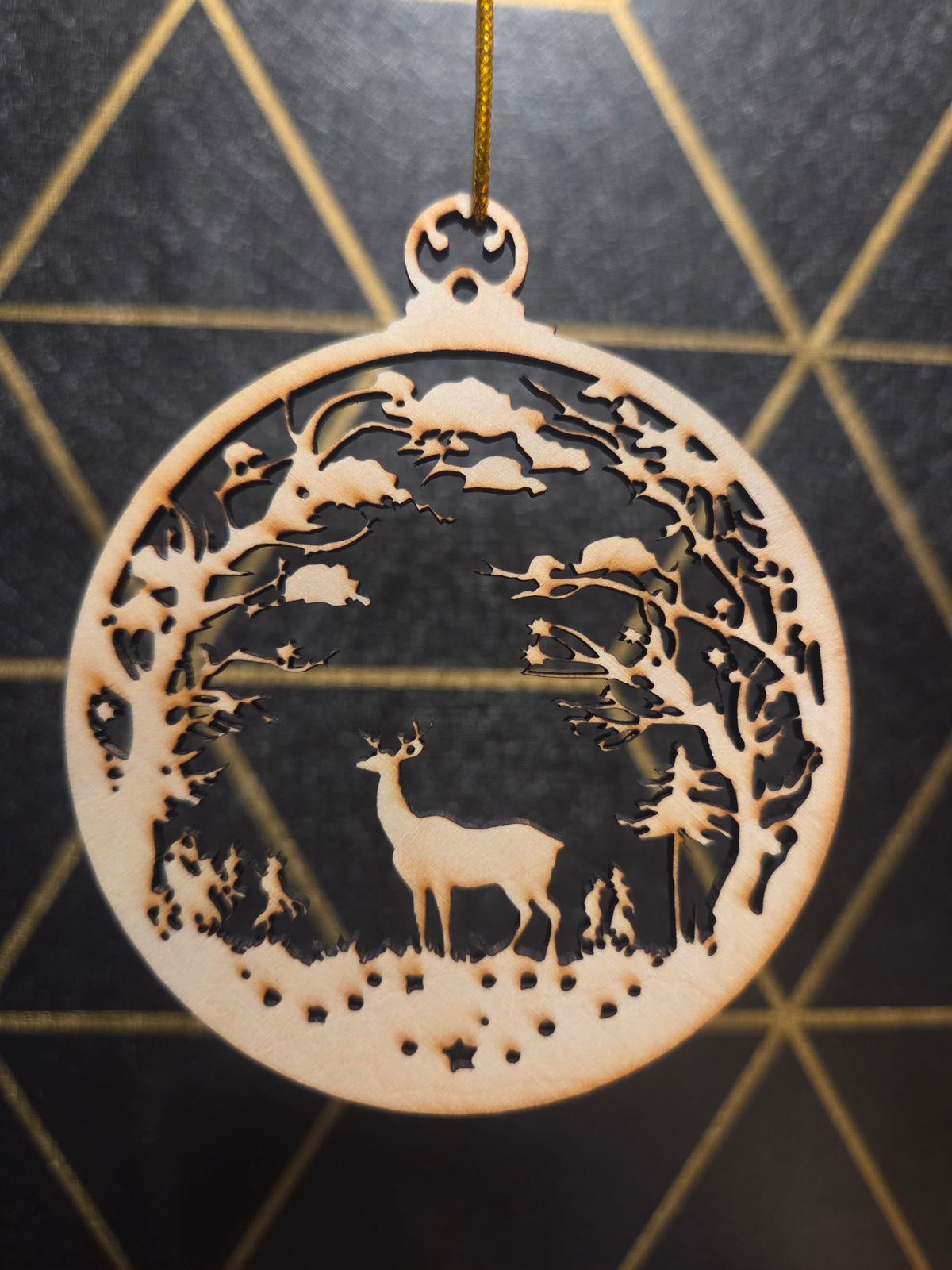 Deer in The Meadow Wood Cut 3" Christmas Ornament