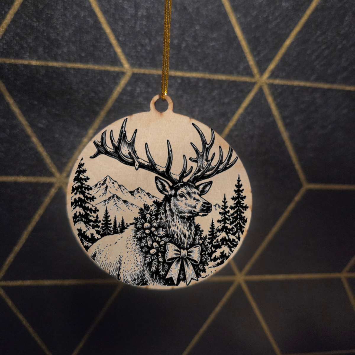 Mountain Christmas— Wood Cut 3" Christmas Ornament