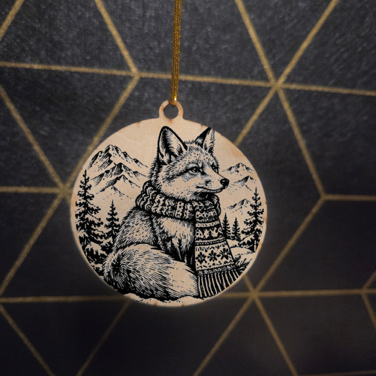 Mountain Christmas— Wood Cut 3" Christmas Ornament