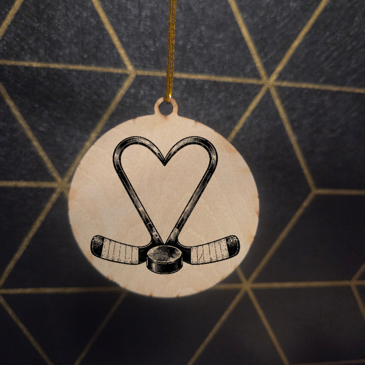 Hockey — Wood Cut 3" Christmas Ornament