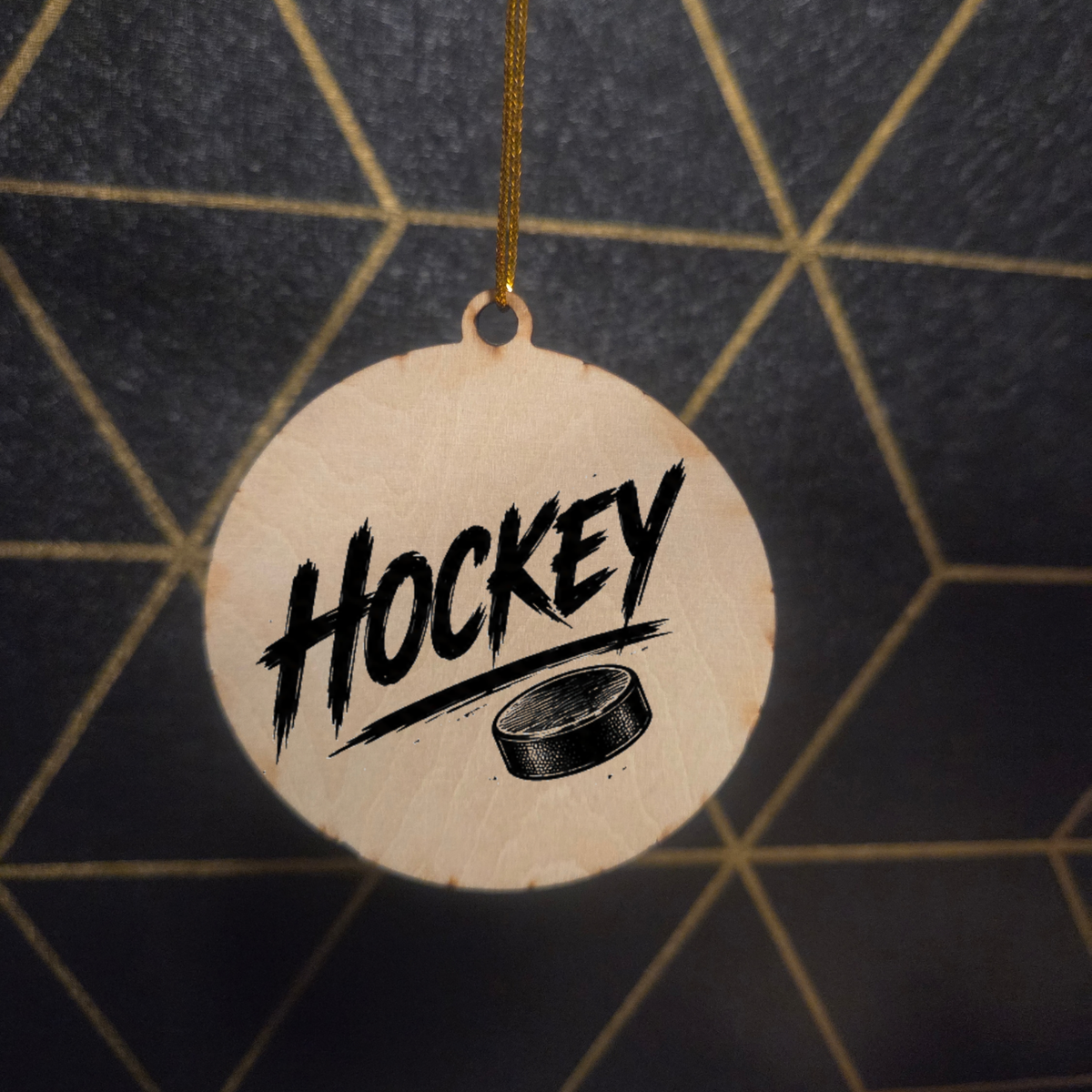 Hockey — Wood Cut 3" Christmas Ornament