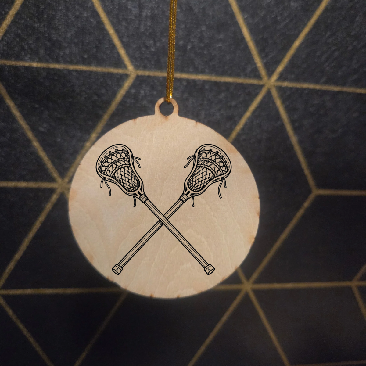 Lacrosse — Wood Cut 3" Christmas Ornament