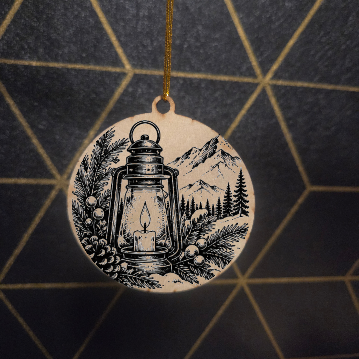Mountain Christmas— Wood Cut 3" Christmas Ornament
