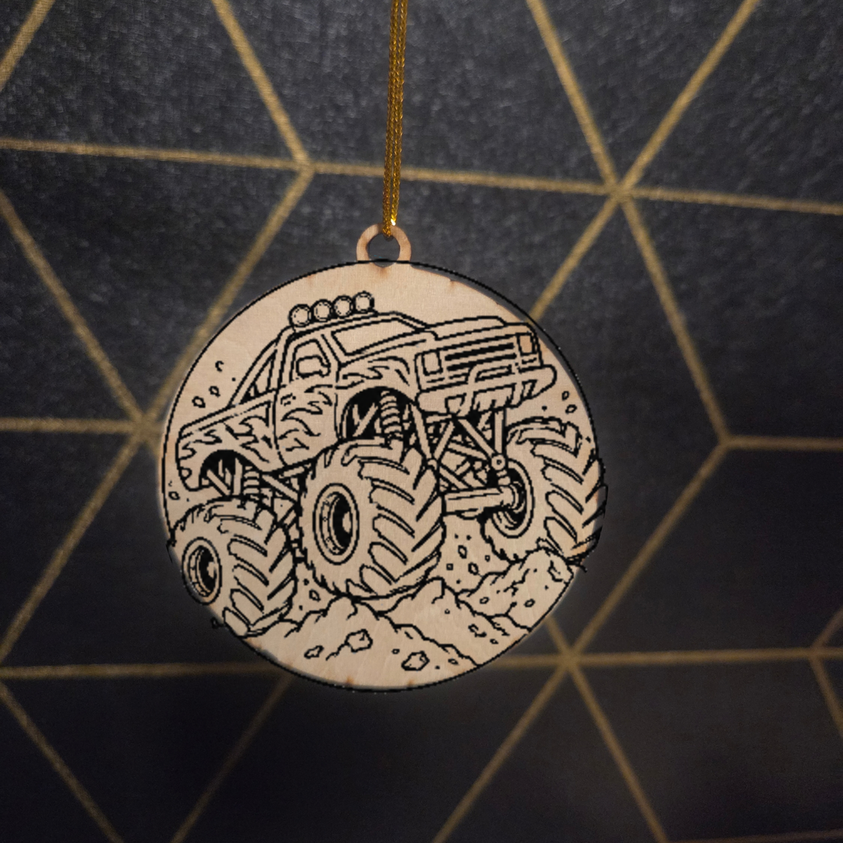 Motorcycle, Motocross, and Monstertrucks — Wood Cut 3" Christmas Ornament