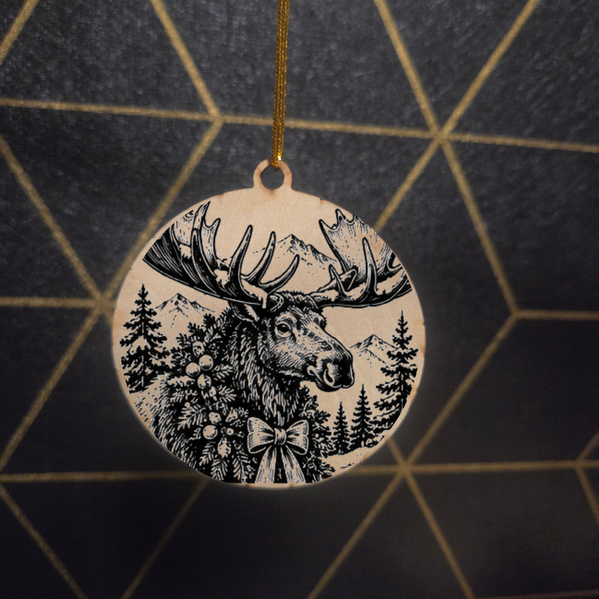 Mountain Christmas— Wood Cut 3" Christmas Ornament