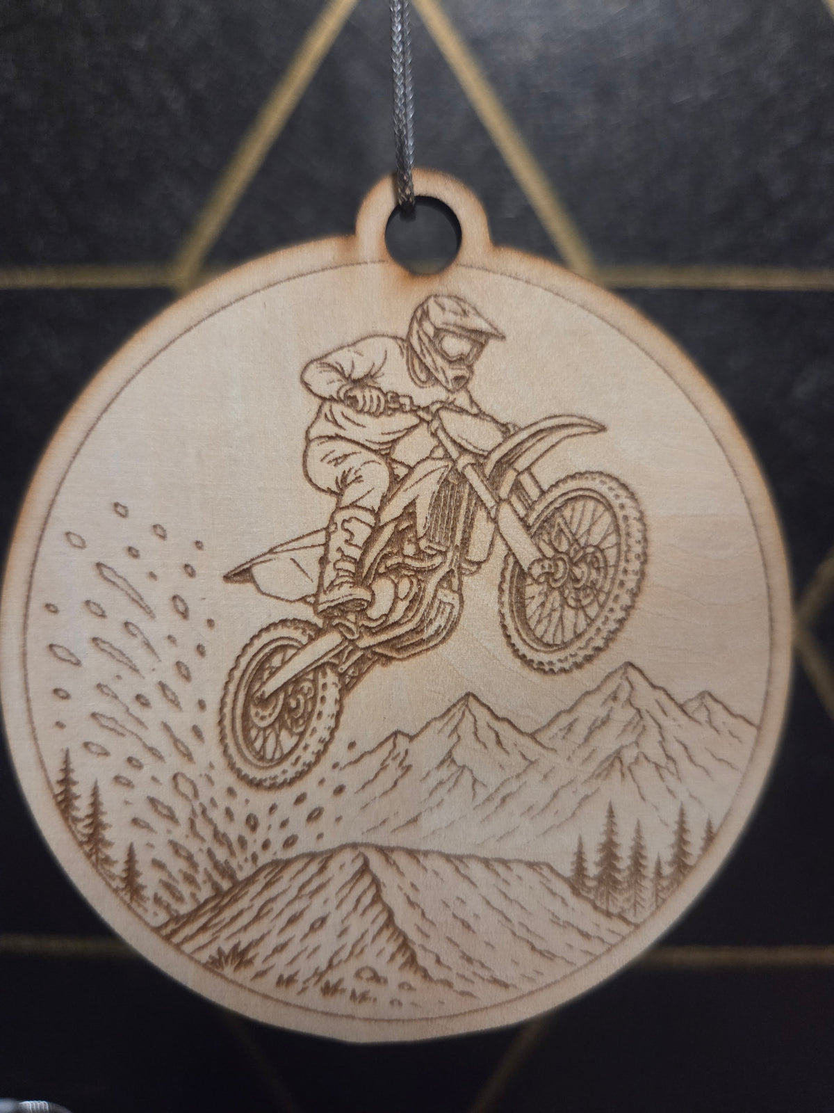 Motorcycle, Motocross, and Monstertrucks — Wood Cut 3" Christmas Ornament