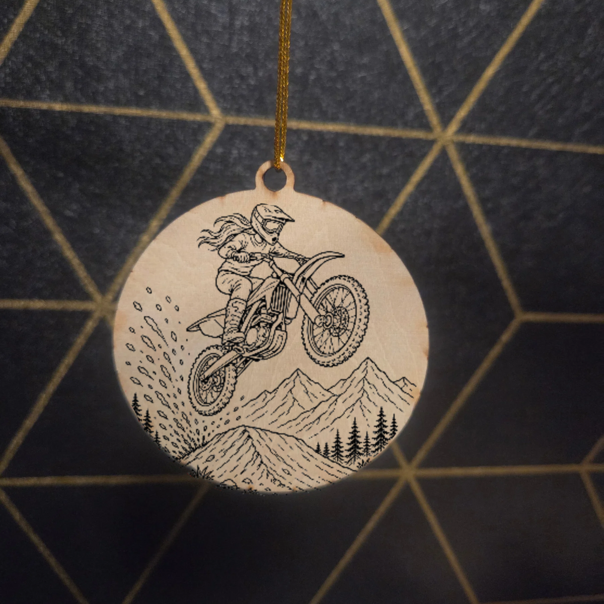 Motorcycle, Motocross, and Monstertrucks — Wood Cut 3" Christmas Ornament