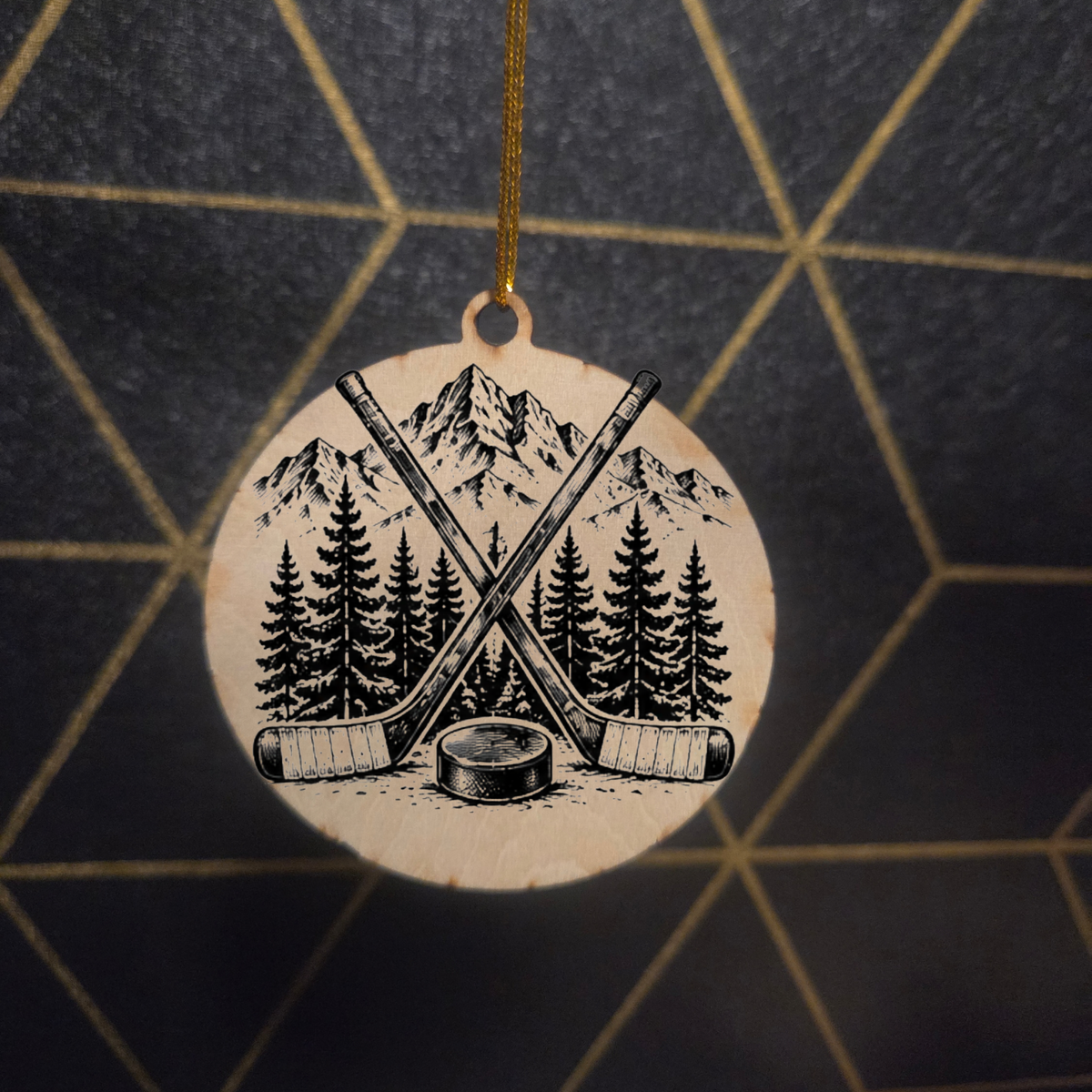 Hockey — Wood Cut 3" Christmas Ornament