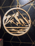 Mountains and Camping— Wood Cut 3" Christmas Ornament
