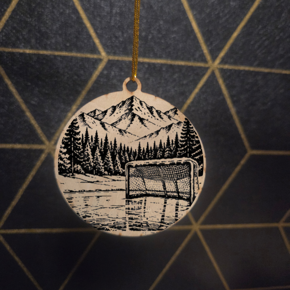 Hockey — Wood Cut 3" Christmas Ornament