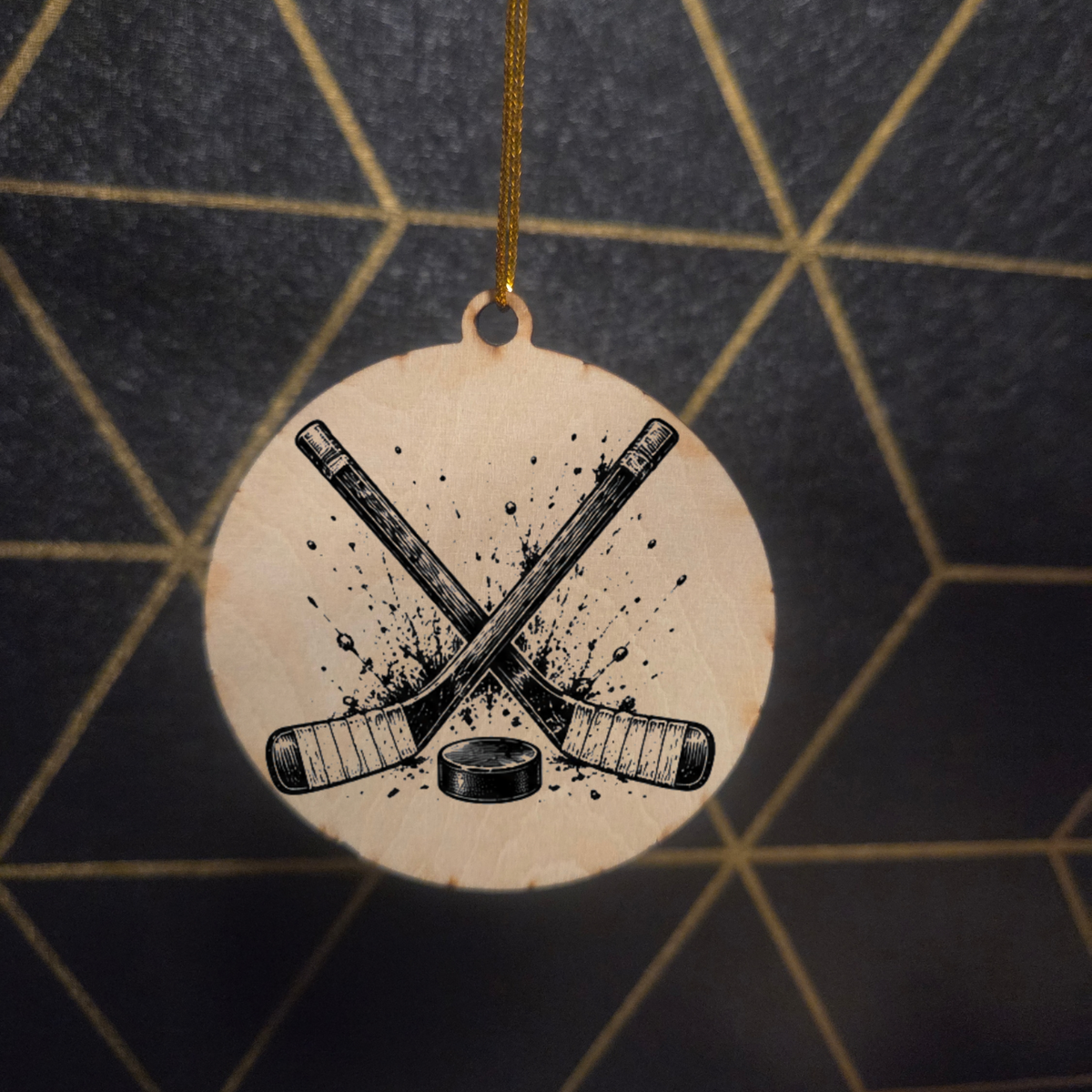 Hockey — Wood Cut 3" Christmas Ornament