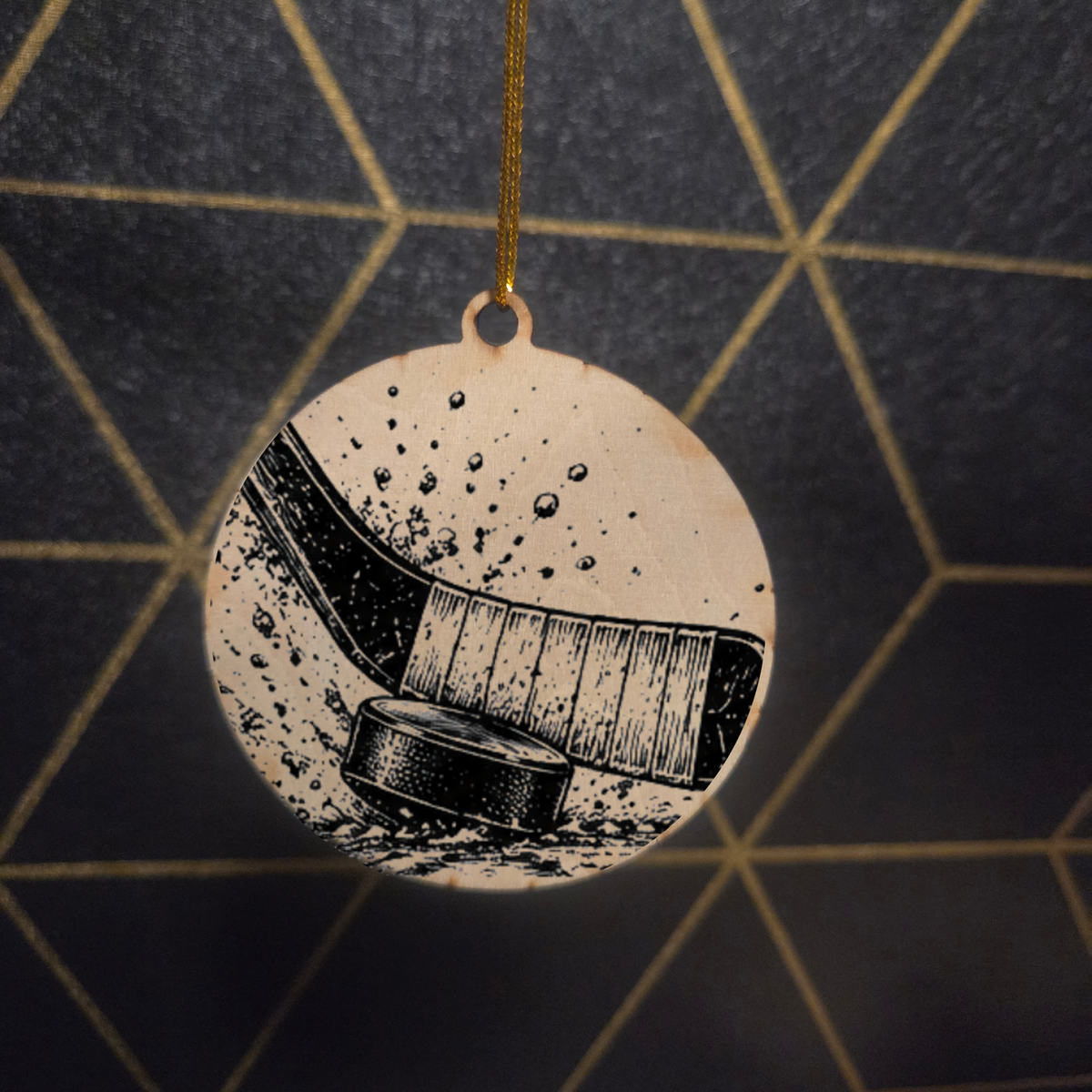 Hockey — Wood Cut 3" Christmas Ornament