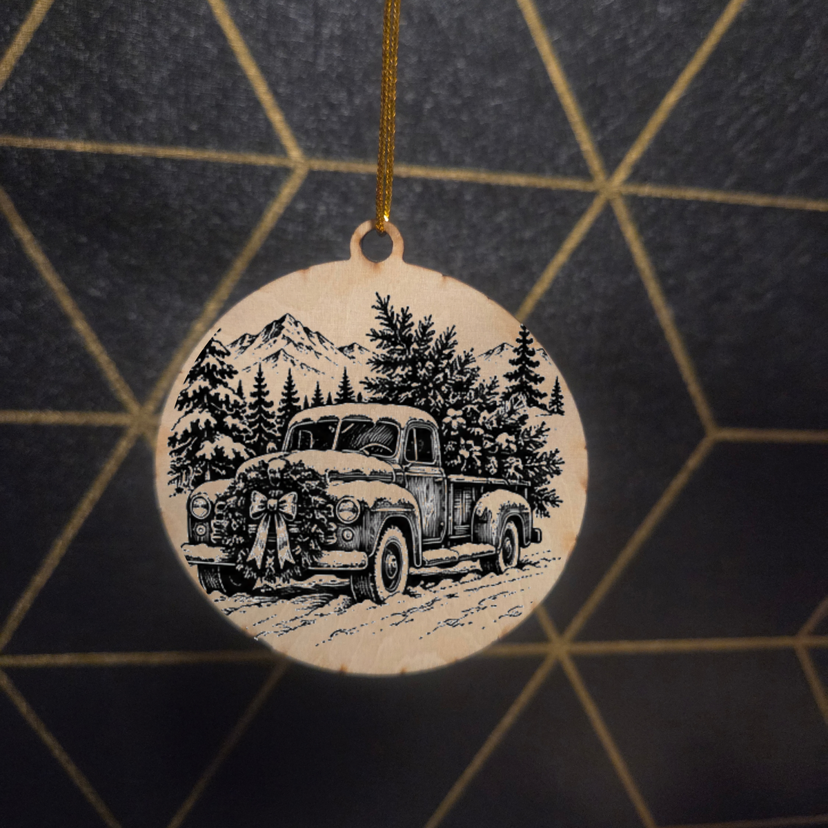 Mountain Christmas— Wood Cut 3" Christmas Ornament