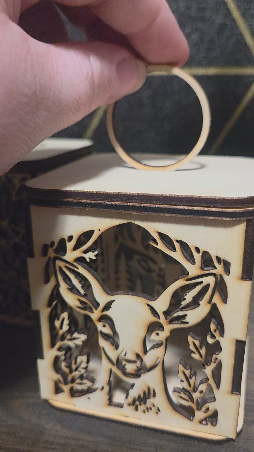 Wooden Tea Light Candle Holder with Flameless Flickering Tea Light