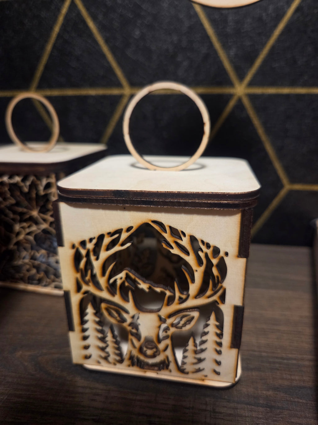 Wooden Tea Light Candle Holder with Flameless Flickering Tea Light