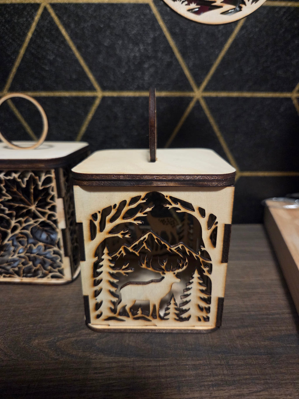 Wooden Tea Light Candle Holder with Flameless Flickering Tea Light