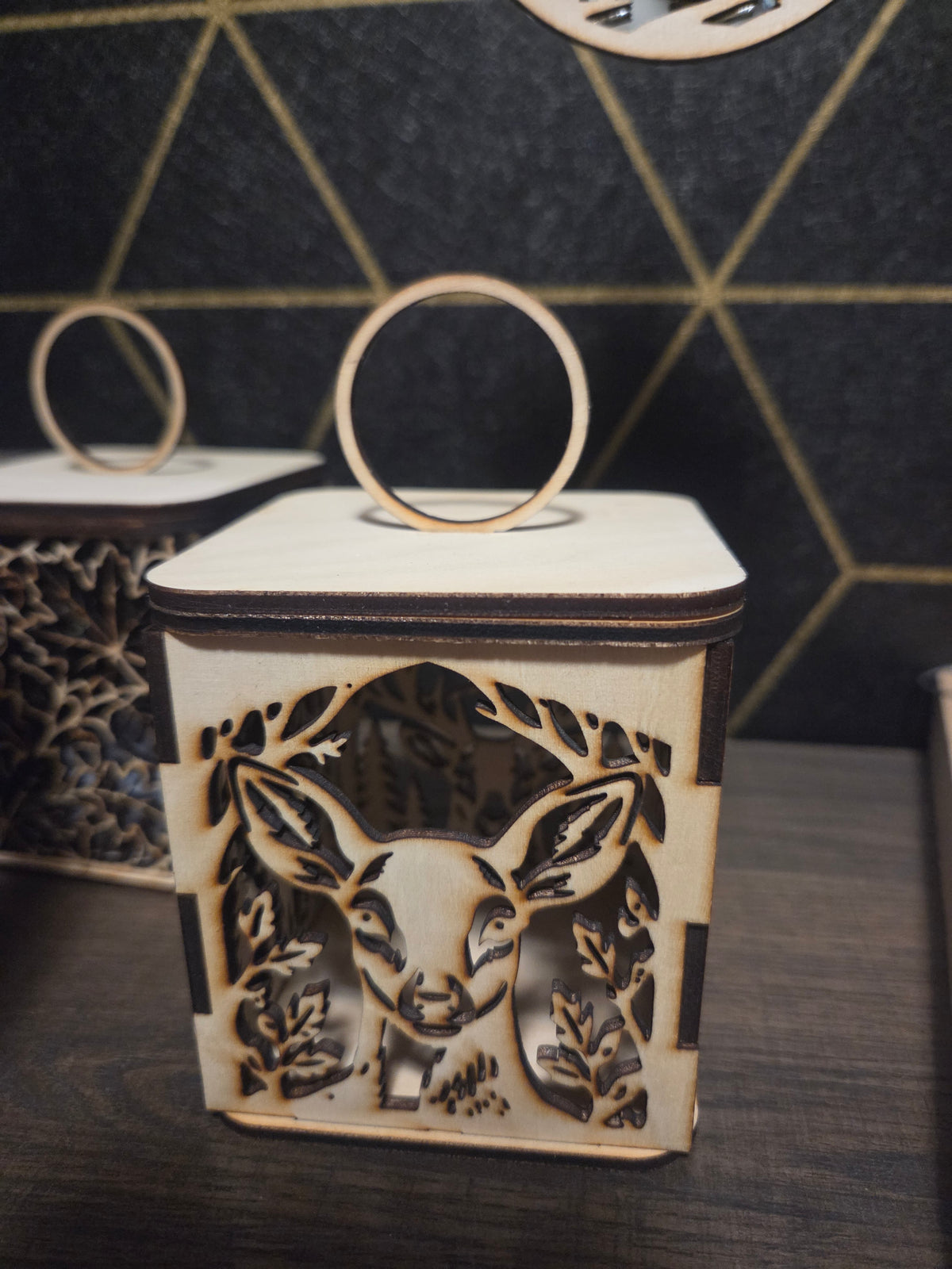 Wooden Tea Light Candle Holder with Flameless Flickering Tea Light